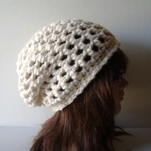 Women's Hat, Crochet Hat, Winter Hat, Slouch Beanie, Beanie Hat, Handmade Hat, Slouch Hat, Cream Hat, Slouchy Hat, Slouchy Beanie, Men's Hat