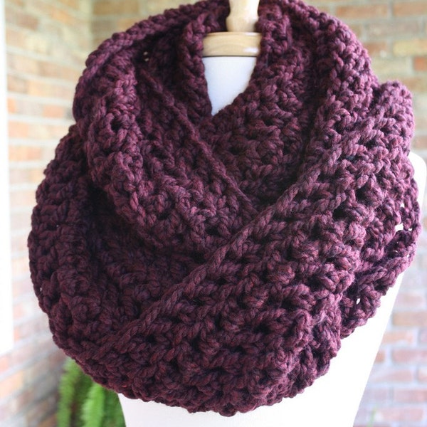 Chunky Cowl, Oversized Wrap, Infinity Wrap, Women's Cowl, Neck Warmer, Neckwarmer, Crochet Cowl, Crochet Scarf, Snood, Plum Purple