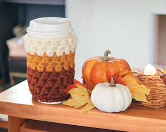 Autumn Coffee Cozy, Chunky Cup Cozy, Reusable Cup Cozy, To Go Coffee Sleeve, Crochet Cozy, Handmade Coffee Coozie, Eco-friendly, Mom Gift