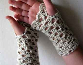 Fingerless Gloves in Oatmeal Beige Arm Warmers