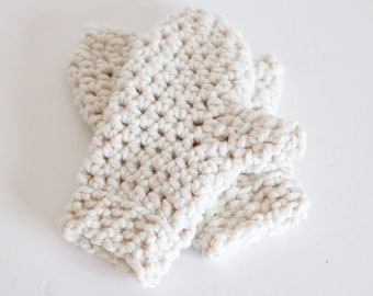 Cream Mittens, Cream Gloves, Crochet Mittens, Mittens for Women, Chunky Mittens, Crochet Gloves, Crochet Handwarmers, Handmade Mittens
