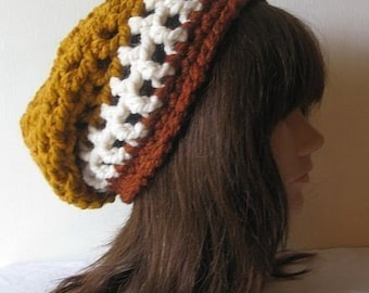 Handmade Crochet Slouch Beanie: Wool Blend Winter Hat