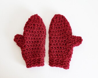 Red Mittens, Red Gloves, Crochet Mittens, Mittens for Women, Chunky Mittens, Crochet Gloves, Crochet Handwarmers, Handmade Mittens