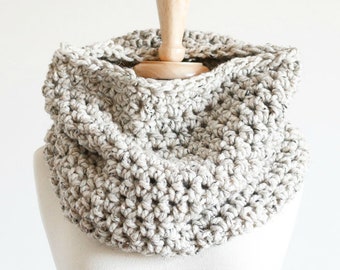 Tall Crochet Cowl, Oatmeal Chunky Infinity Wrap, Neck Warmers For Women, Neck Warmer Scarf, Gift for Women, Winter Cowl, Neckwarmer Scarf