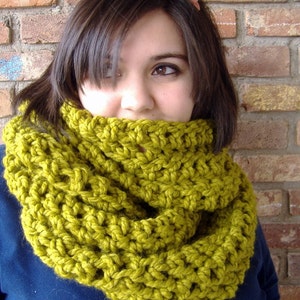 Crochet Cowl, Neck Cowl, Infinity Wrap, Snood, Oversized Cowl, Neck Warmer, Neckwarmer, Lemongrass Green, Green Scarf image 4