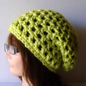 Women&#39;s Hat, Crochet Hat, Winter Hat, Slouch Beanie, Beanie Hat, Handmade Hat, Slouch Hat, Lime Green Hat, Slouchy Hat, Slouchy Beanie