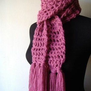 Pink Scarf, Boho Scarf, Scarf Women, Scarf Women Winter, Crochet Scarf For Women, Handmade Scarf For Women