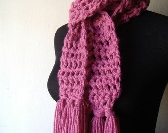 Pink Scarf, Boho Scarf, Scarf Women, Scarf Women Winter, Crochet Scarf For Women, Handmade Scarf For Women