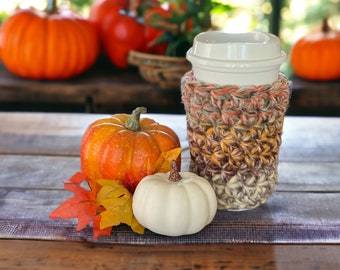 Autumn Hayride Coffee Cozy, Chunky Cup Cozy, Reusable Cup Cozy, To Go Coffee Sleeve, Crochet Cozy, Handmade Coffee Coozie, Eco-friendly Gift