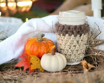 Chunky Coffee Sleeve, Barley Wheat Cup Cozy, Reusable Cup Cozy, To Go Coffee Sleeve, Crochet Cozy, Handmade Coffee Coozie, Eco-friendly Gift