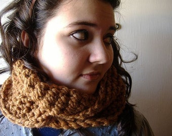 Crochet Cowl, Neck Cowl, Infinity Wrap, Snood, Neck Warmer, Neckwarmer, Brown Hazelnut