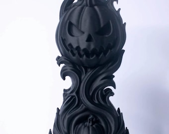 Samhain Candle Holder, Gothic Halloween Pumpkin Decor, LED Tealight Holder