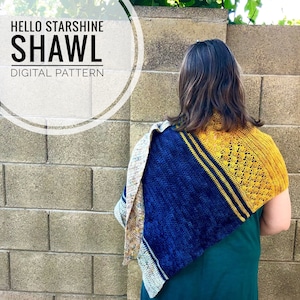 Crochet Pattern*** Hello Starshine shawl pattern, crochet shawl pattern, crochet wrap pattern, triangle scarf pattern, knit shawl pattern
