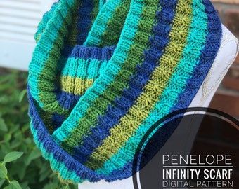 Knitting Pattern*** Penelope Infinity Scarf knitting pattern, knit cowl pattern, knit scarf pattern, cozy scarf pattern, cabled knit scarf