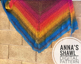 Crochet Pattern*** Anna's Shawl crochet pattern, crochet shawl pattern, crochet lace shawl, prayer shawl pattern, crocheted shawl, triangle