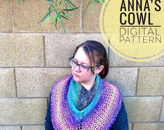 Crochet Pattern*** Anna's Cowl crochet pattern, crochet cowl pattern, crocheted scarf pattern, crochet neck warmer, triangle scarf pattern