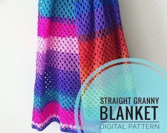 Crochet Pattern*** Straight Granny blanket pattern, crochet blanket pattern, crochet baby blanket, child blanket pattern, granny squares