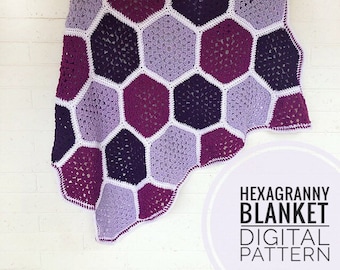 Crochet Pattern*** Hexagranny Blanket crochet pattern, hexagon motif crochet pattern, throw pattern, crochet blanket pattern, granny squares