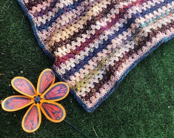 Crochet Granny Stripe Blanket Pattern, Scrap Yarn Project (PDF Pattern)