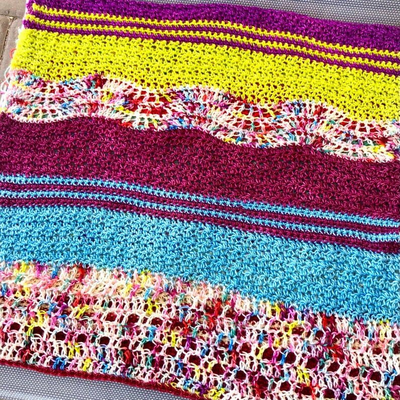 Crochet Cowl Pattern Mixed-Up Croquet Game Cowl pattern, crochet wrap pattern, digital cowl pattern, mini skeins pattern image 2