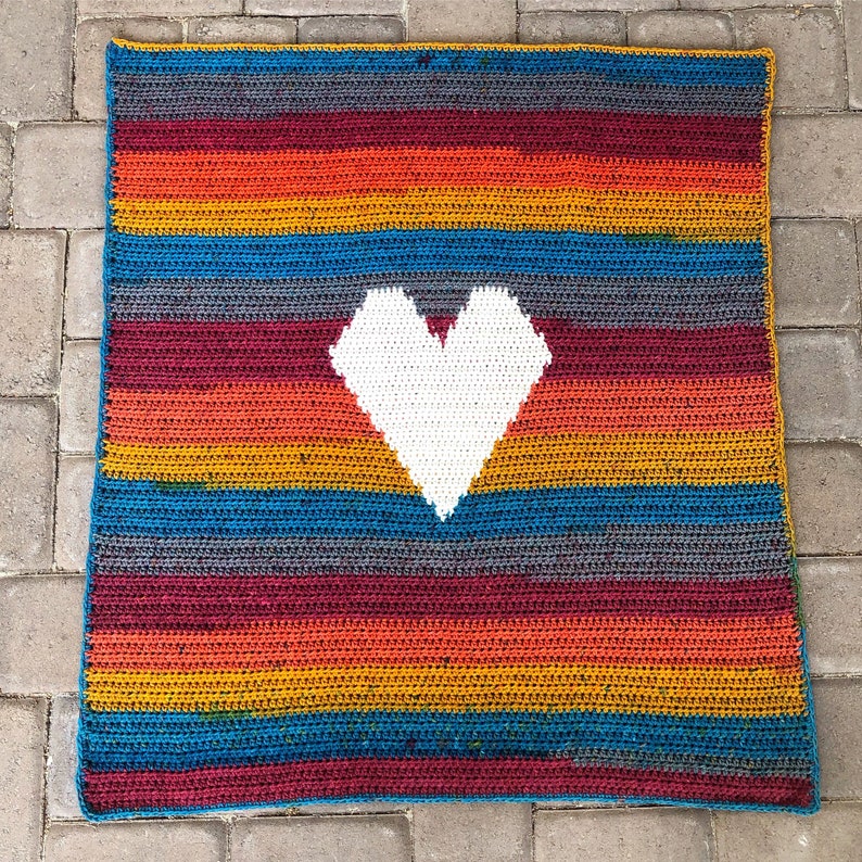 Crochet Pattern Big Heart Baby Blanket pattern, crocheted baby blanket, blanket pattern, heart blanket pattern, rainbow baby blanket image 4