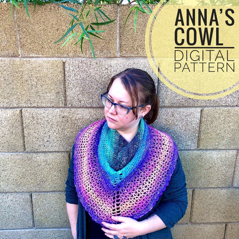 Crochet Pattern Anna's Cowl crochet pattern, crochet cowl pattern, crocheted scarf pattern, crochet neck warmer, triangle scarf pattern image 1