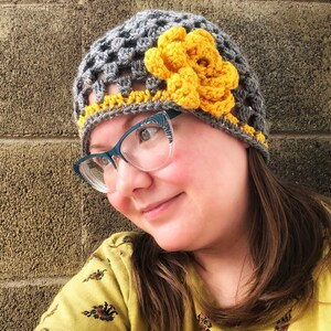 Crochet Pattern Miss Priss hat pattern, crochet hat pattern, cute crochet cloche, flower hat pattern, multiple sizes crochet pattern image 5