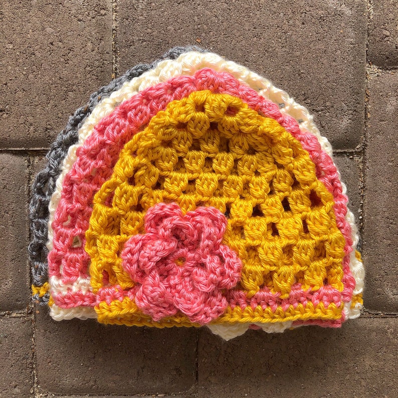 Crochet Pattern Miss Priss hat pattern, crochet hat pattern, cute crochet cloche, flower hat pattern, multiple sizes crochet pattern image 3