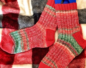 Knit Socks Pattern *** Good Tidings Socks pattern, knitted socks pattern, digital knit sock pattern, mini skeins pattern