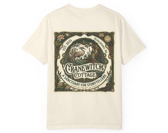Cranewitch Cottage Art Nouveau Mystic Tee, Garment Dyed Comfort Colors Shirt