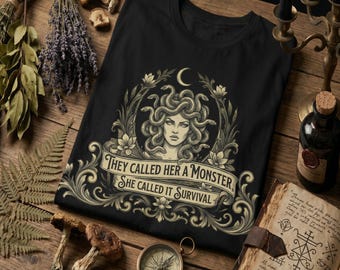 Medusa Vintage Graphic Tee, Feminist Mythology Survivor Shirt