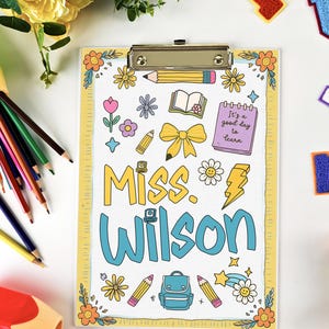 Acrylic Teacher Clipboard With Name, Personalized Clipboard for Teachers, Elements Teacher Clipboard, Back To School Gift, End of Year Gift