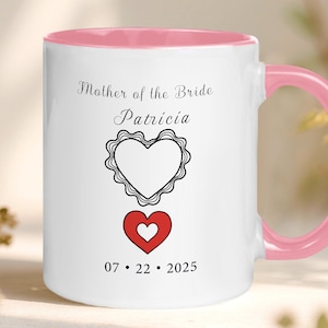 Gepersonaliseerde mok bruidsfeest, mok bruid bruidegom, cadeau huwelijksfeest, huwelijkscadeau, cadeau van bruid, cadeau toekomstige schoonmoeder