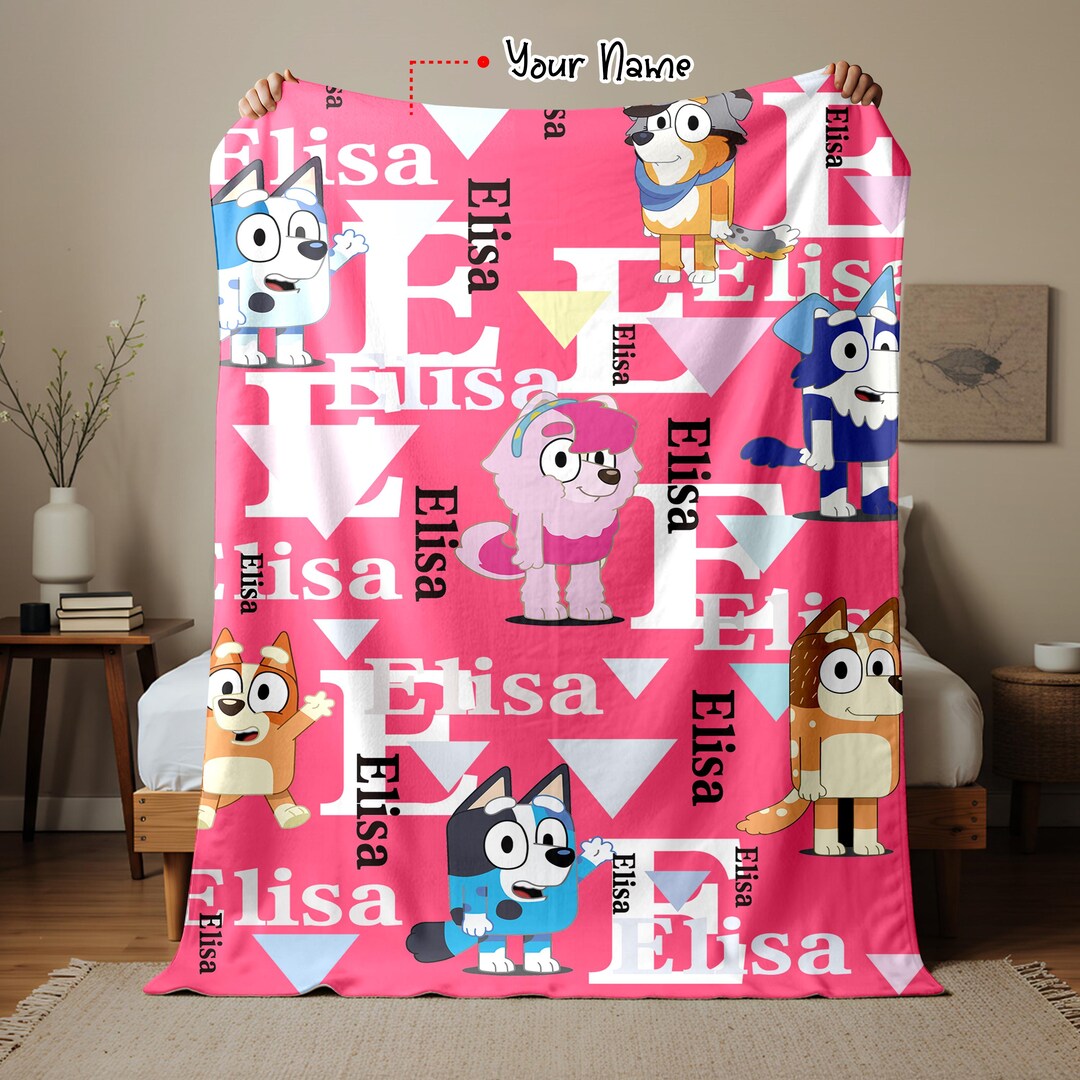 Personalized Bluey Blanket,custom Name Blanket,cute Blanket,suitable as ...