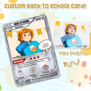 Tarjeta personalizada de regreso a clases para niños, tarjeta de primer día estilo anime personalizada, tarjeta holográfica acrílica de anime, tarjeta de entrenador de anime, regalo de anime