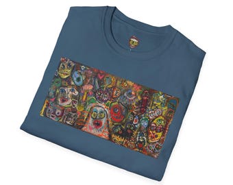 Unisex Softstyle T-Shirt, Einzigartiges Artsy Vivid T-Shirt, Buntes Grafik-Shirt, Trendiges Abstraktes Design Top, Stilvoll Gemalt