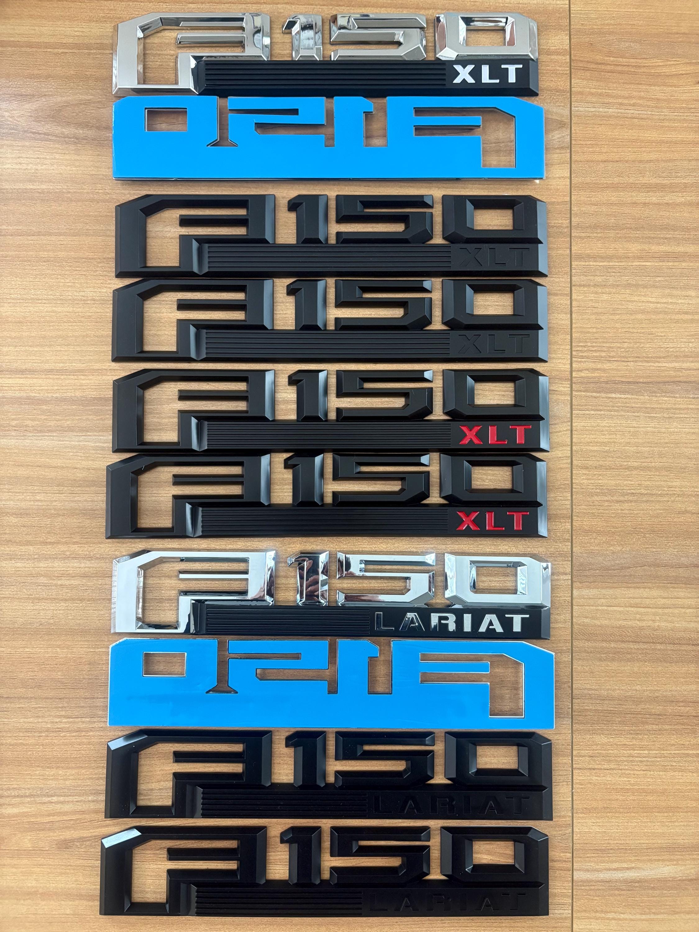 2PCS F150 XLT LARIAT Side Fender Emblems for Raised Letter Badge