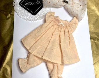 Neo Blyth vestido de smock, nido de abeja bordado a mano