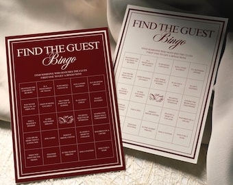 Wedding Find the Guest Bingo, Printable Icebreaker Table Games for Guests, Fun Reception Activity, Editable Bridal Shower Game OM01