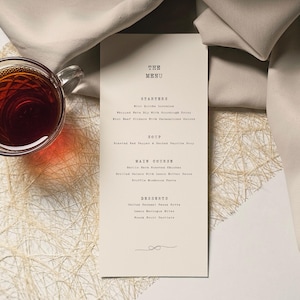 Vintage Wedding Menu Template, Typewriter-style Dinner Menu, Printable, Editable Canva, Digital Download