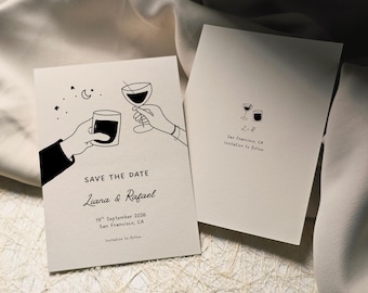 SAVE THE DATE Vorlage, druckbare Hochzeitseinladung, handgezeichnete illustrierte intime Hochzeitseinladung, bearbeitbarer digitaler Download