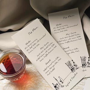 Vintage Wedding Menu Card Template, Hand Drawn Menu, Whimsical Dinner Menu Card Template, Editable Instant Download, Printable 4x9 Card