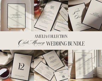 Timeless Old Money Wedding Stationery Bundle, Elegant Wedding Signs, Signature Cocktail Sign, Classic Wedding Bar Menu Template, Amelia