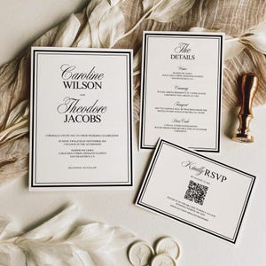 Classic Old Money Wedding Invitation Suite Template, Elegant Minimalist Invitation Set, Timeless Wedding Invite, Instant Download OM01