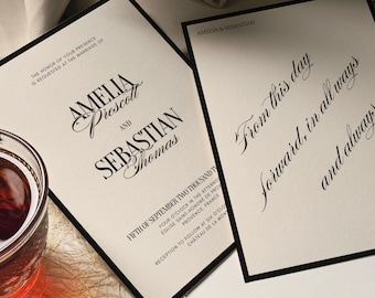 Timeless Wedding Invitation Suite Template, Elegant Old Money Invitation Set, Vintage Wedding Invite, Instant Download | Lia