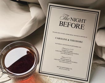 Old Money Rehearsal Dinner Invitation Template, Elegant The Night Before Invite, Timeless Classic Wedding, Printable Instant Download OM01