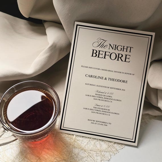 Old Money Rehearsal Dinner Invitation Template, Elegant The Night Before Invite, Timeless Classic Wedding, Printable Instant Download OM01