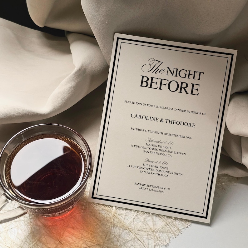 Classic Old Money Rehearsal Dinner Invitation Template, Elegant The Night Before Invite, Timeless Wedding, Printable Instant Download OM01