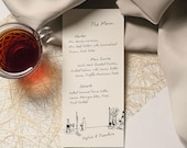 Vintage Wedding Menu Card Template, Hand Drawn Menu, Whimsical Dinner Menu Card Template, Editable Instant Download, Printable 4x9 Card