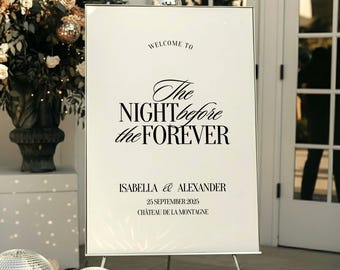 Luxury Old Money The Night Before Wedding Sign Template, Elegant Rehearsal Dinner Welcome Sign, Editable, Printable Instant Download OM02